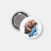 Walrusfischerei im Meer Magnet (Vorderseite/Rückseite)