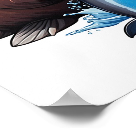 Walrusfischerei im Meer Poster (Ecke)