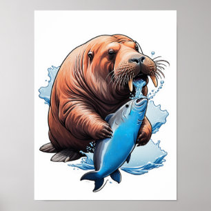 Walrusfischerei im Meer Poster