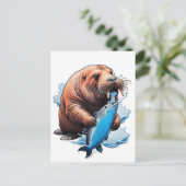 Walrusfischerei im Meer Postkarte (Stehend Vorderseite)