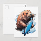 Walrusfischerei im Meer Postkarte (Vorne/Hinten)