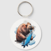 Walrusfischerei im Meer Schlüsselanhänger (Rückseite)