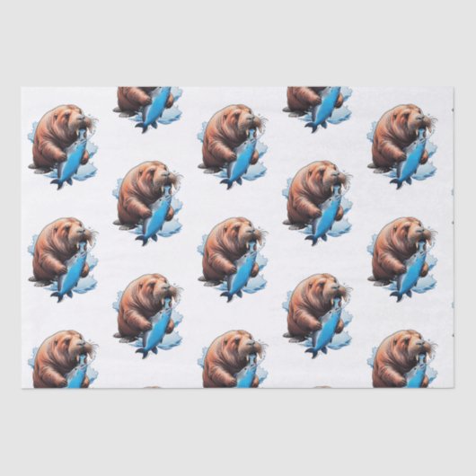 Walrusfischerei im Meer Seidenpapier (Vorderseite)