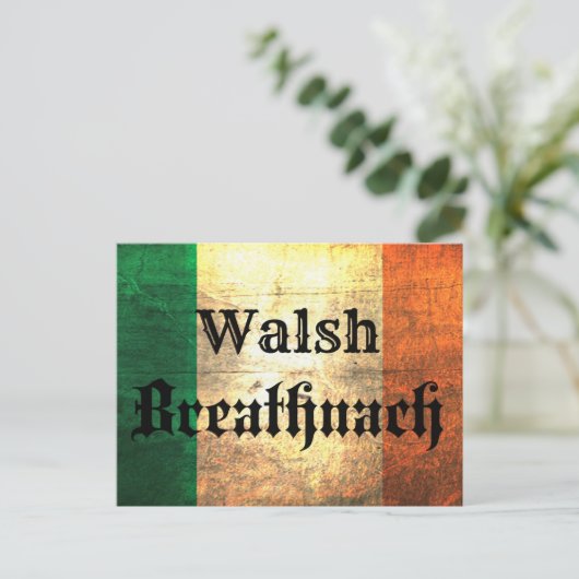 Walsh Irish Flag Postkarte (Stehend Vorderseite)