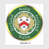 Walsh Irish Shield/Celtic Cross Personalisiert Aufkleber (Blatt)