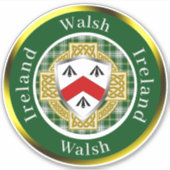 Walsh Irish Shield/Celtic Cross Personalisiert Aufkleber (Vorderseite)