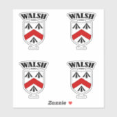 Walsh Wappen Irish Translation & Meaning (x4) Aufkleber (Blatt)