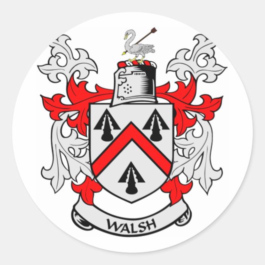 WALSH-Wappen Runder Aufkleber (Vorderseite)
