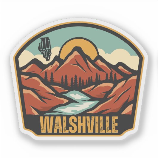 Walshville, Illinois Aufkleber (Vorderseite)