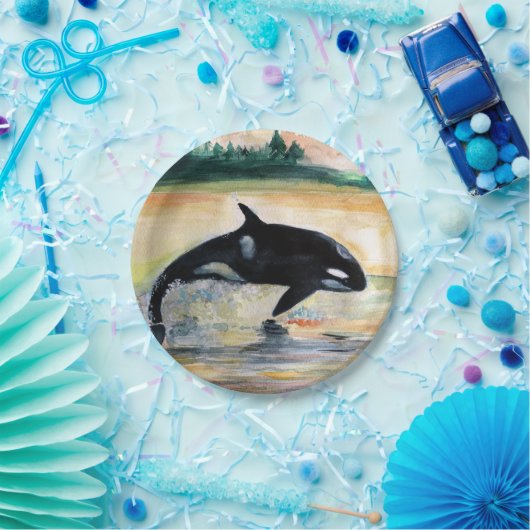 Walspringender Orca-kundenspezifischer Pappteller (Party)