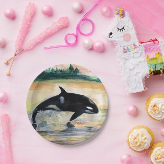 Walspringender Orca-kundenspezifischer Pappteller (Party)