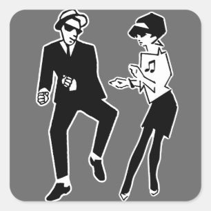 Walt Jabsco & Betty Beat II Quadratischer Aufkleber