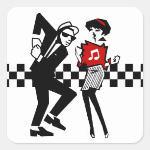 Walt Jabsco u. Betty-Schlag II Quadratischer Aufkleber