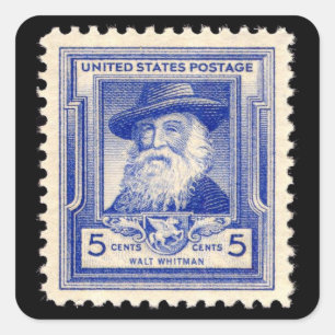 Walt Whitman U.S. Gedenkpoststempel Quadratischer Aufkleber