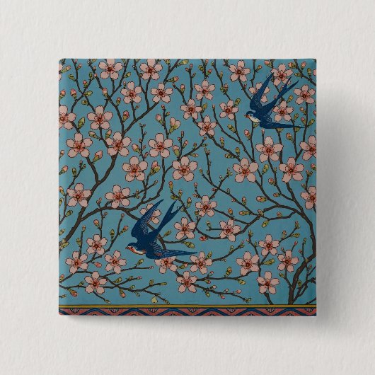 Walter Crane Almond Blossom & Swallow Button (Vorderseite)
