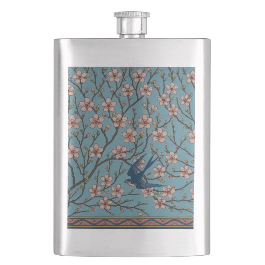 Walter Crane Almond Blossom & Swallow Flachmann (Vorderseite)