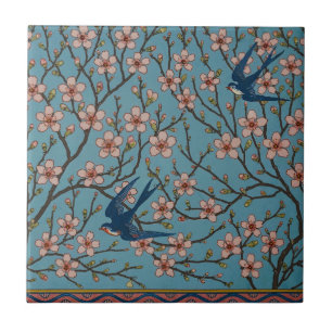 Walter Crane Almond Blossom & Swallow Fliese