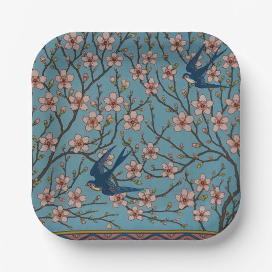 Walter Crane Almond Blossom & Swallow Pappteller (Vorderseite)