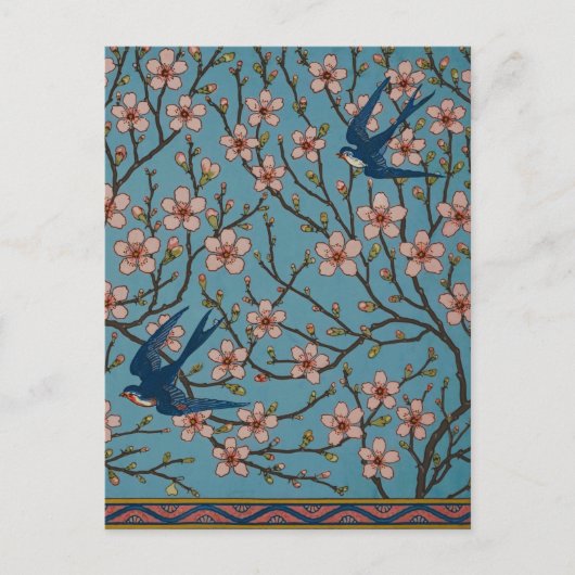 Walter Crane Almond Blossom & Swallow Postkarte (Vorderseite)