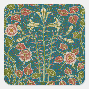 Walter Crane Antike Lilie und Rose Floral Quadratischer Aufkleber