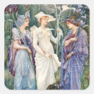 Walter Crane: Anzeichen des Frühlings Quadratischer Aufkleber
