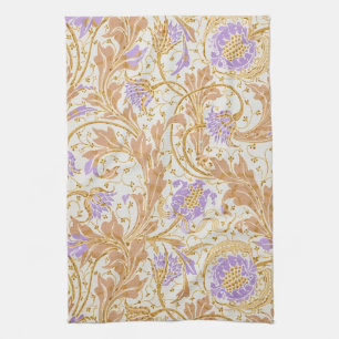 Walter Crane Arts and Crafts Lila Blumenkunst Geschirrtuch