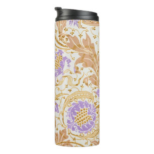 Walter Crane Arts and Crafts Lila Blumenkunst Thermosbecher