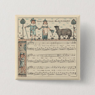 Walter Crane Baa Baa schwarzes Schaf Kinderreim Button