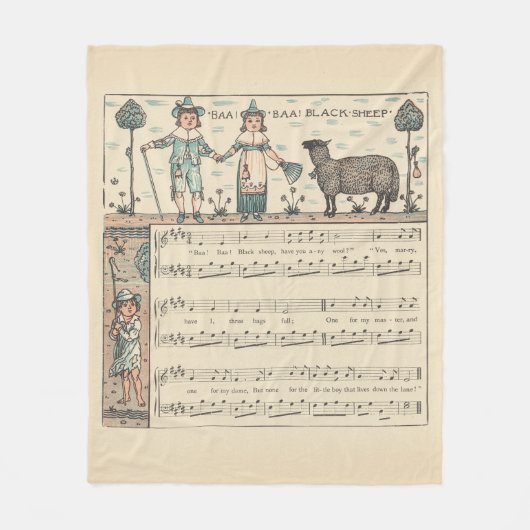 Walter Crane Baa Baa schwarzes Schaf Kinderreim Fleecedecke (Vorderseite)