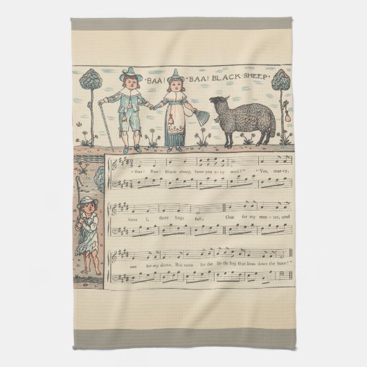 Walter Crane Baa Baa schwarzes Schaf Kinderreim Geschirrtuch (Vertikal)