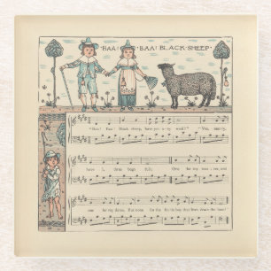 Walter Crane Baa Baa schwarzes Schaf Kinderreim Glasuntersetzer