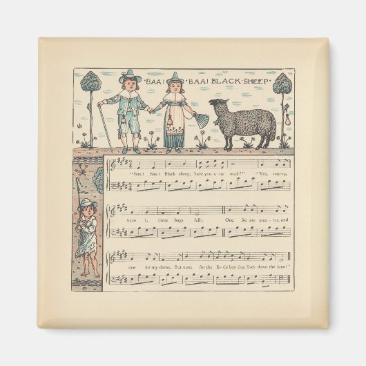 Walter Crane Baa Baa schwarzes Schaf Kinderreim Magnet (Vorne)