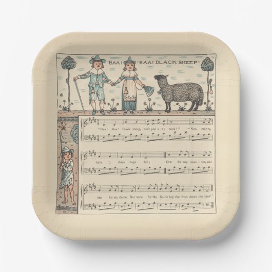 Walter Crane Baa Baa schwarzes Schaf Kinderreim Pappteller (Vorderseite)