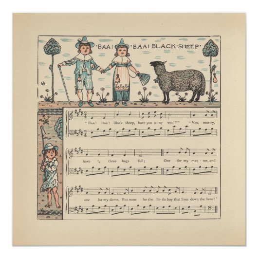 Walter Crane Baa Baa schwarzes Schaf Kinderreim Poster (Vorderseite)