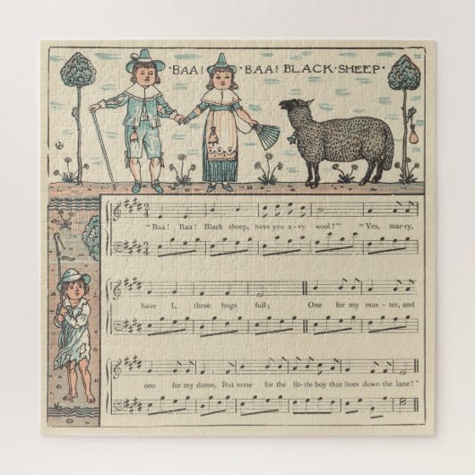 Walter Crane Baa Baa schwarzes Schaf Kinderreim Puzzle (Vertikal)