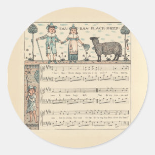 Walter Crane Baa Baa schwarzes Schaf Kinderreim Runder Aufkleber