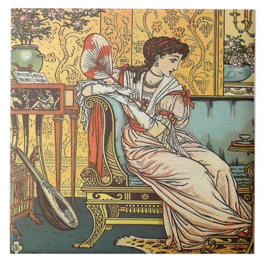 Walter Crane Beauty & Beast Repro Beauty Tile Fliese (Vorderseite)
