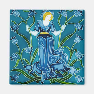 Walter Crane Blaue Glocken Art Nouveau Blumenjungf Magnet