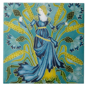 Walter Crane Blaue Kornblume Arts and Crafts Fliese