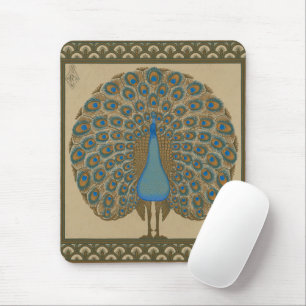 Walter Crane Blue Peacock mit seinem Schwanz Mousepad