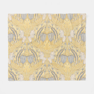 Walter Crane Blue White Tulips & Acanthus Fleecedecke