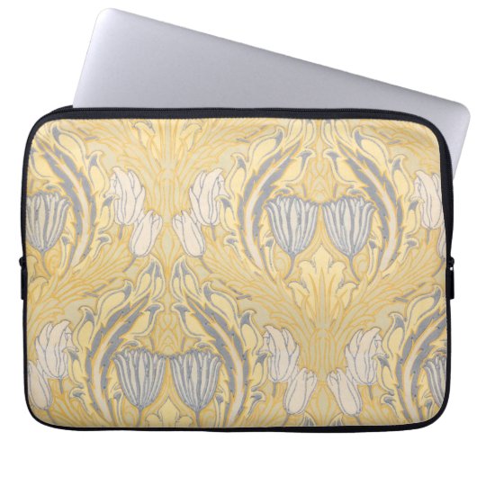 Walter Crane Blue White Tulips & Acanthus Laptopschutzhülle (Vorderseite)