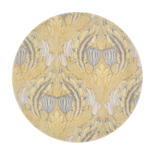 Walter Crane Blue White Tulips & Acanthus Schneidebrett (Vorderseite)