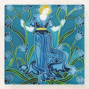 Walter Crane Bluebell Art Nouveau Blumenjungfer Glasuntersetzer
