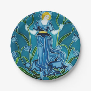 Walter Crane Bluebell Art Nouveau Blumenjungfrau Pappteller