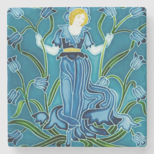 Walter Crane Bluebell Art Nouveau Blumenjungfrau Steinuntersetzer