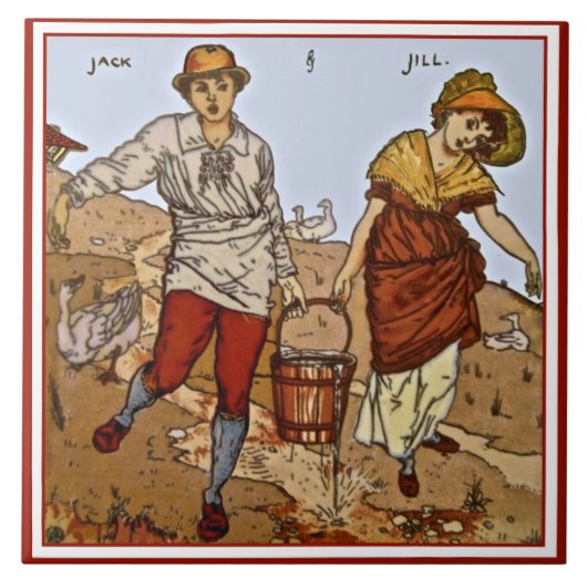 Walter Crane "Jack & Jill" c1890 Repro Tile Fliese (Vorderseite)