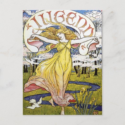 Walter Crane "Jugend" Jugendstil Postkarte (Vorderseite)