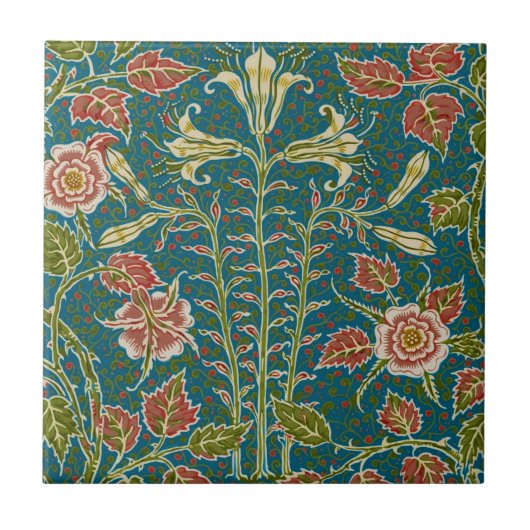 Walter Crane Lily and Rose Blume Design Fliese (Vorderseite)
