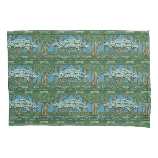 Walter Crane May Tree Wallpaper Green Blue Kissenbezug (Vorderseite)